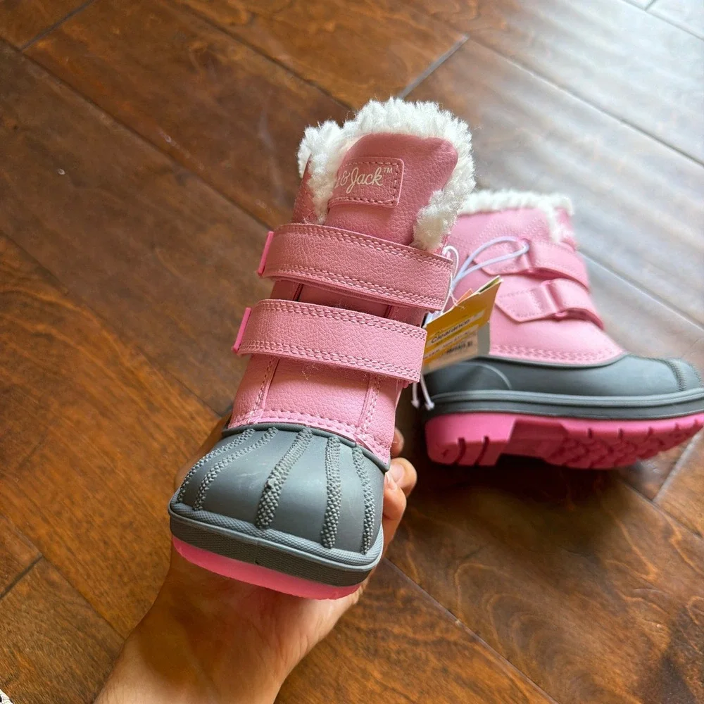Cat & Jack Denver Pink Waterproof Snow Boots Faux Fur Trim Toddler Size 5 NEW